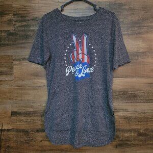 Royce Brand Peace & Love T Shirt XL Hi Low Hem Soft Comfort Stretch Charcoal